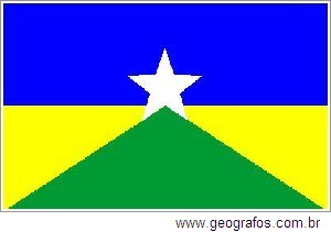 Bandeira do Estado Rondônia Localizado na Região Norte do Brasil