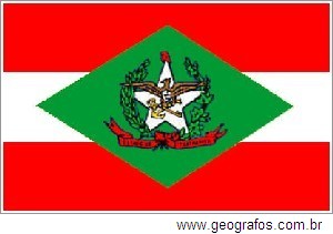 Bandeira do Estado Santa Catarina Localizado na Região Sul do Brasil