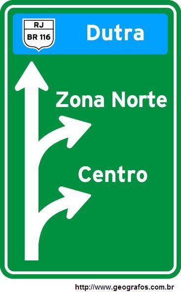 Placa Indicatica de Direção Zona Norte
