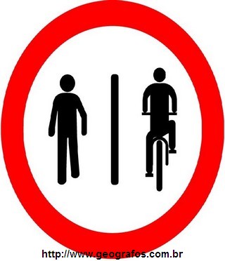 Placa Pedestres a Esquerda Ciclistas a Direita