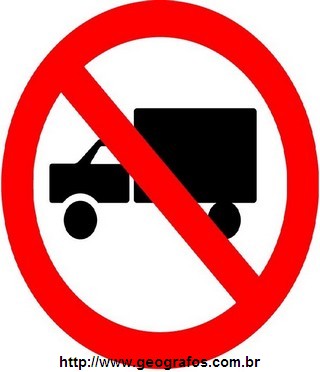 Placa Proibido Trânsito de Caminhões