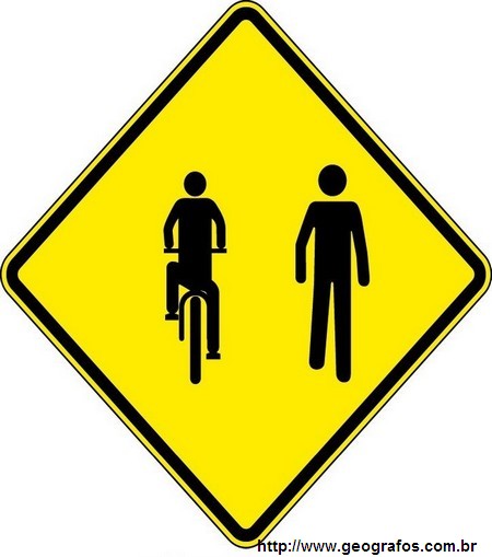 Placa Trânsito Compartilhado Por Ciclistas e Pedestres