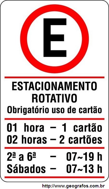 Placa Estacionamento Rotativo
