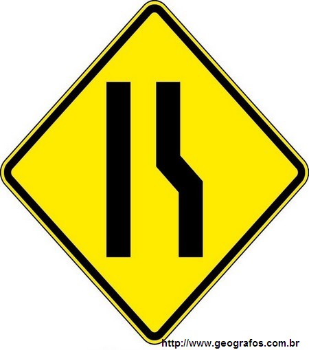 Placa Estreitamento da Pista a Direita