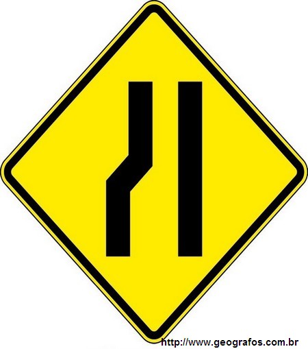 Placa Estreitamento da Pista a Esquerda