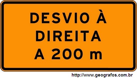 Placa de Obras Desvio a Direita