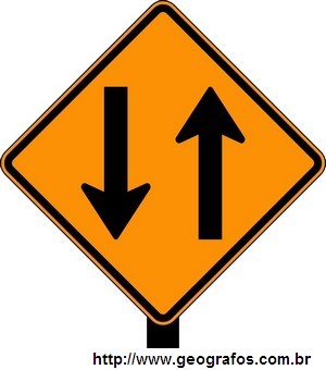 Placa de Obras Mão Dupla Adiante