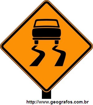 Placa de Obras Pista Escorregadia