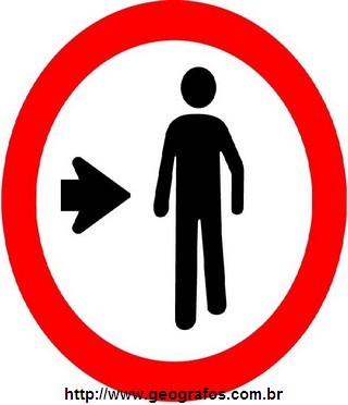Placa Pedestre Ande Pela Direita