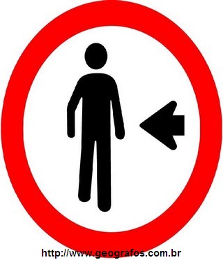 Placa Pedestre Ande Pela Esquerda