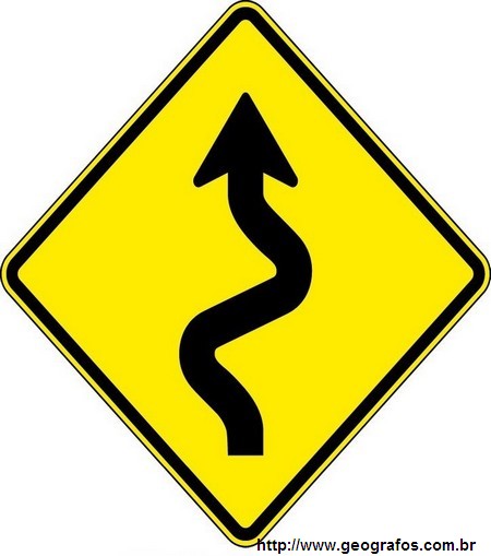 Placa Pista Sinuosa a Direita