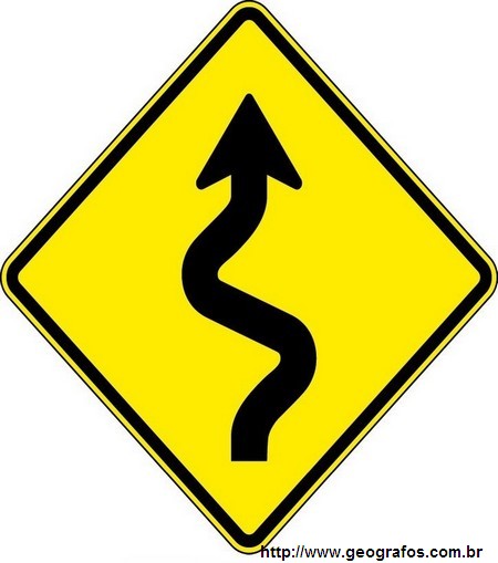 Placa Pista Sinuosa a Esquerda