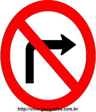 Placa Proibido Virar a Direita