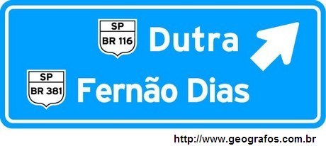 Placa Sentido Dutra Fernão Dias