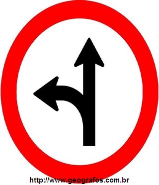 Placa Siga em Frente ou a Esquerda
